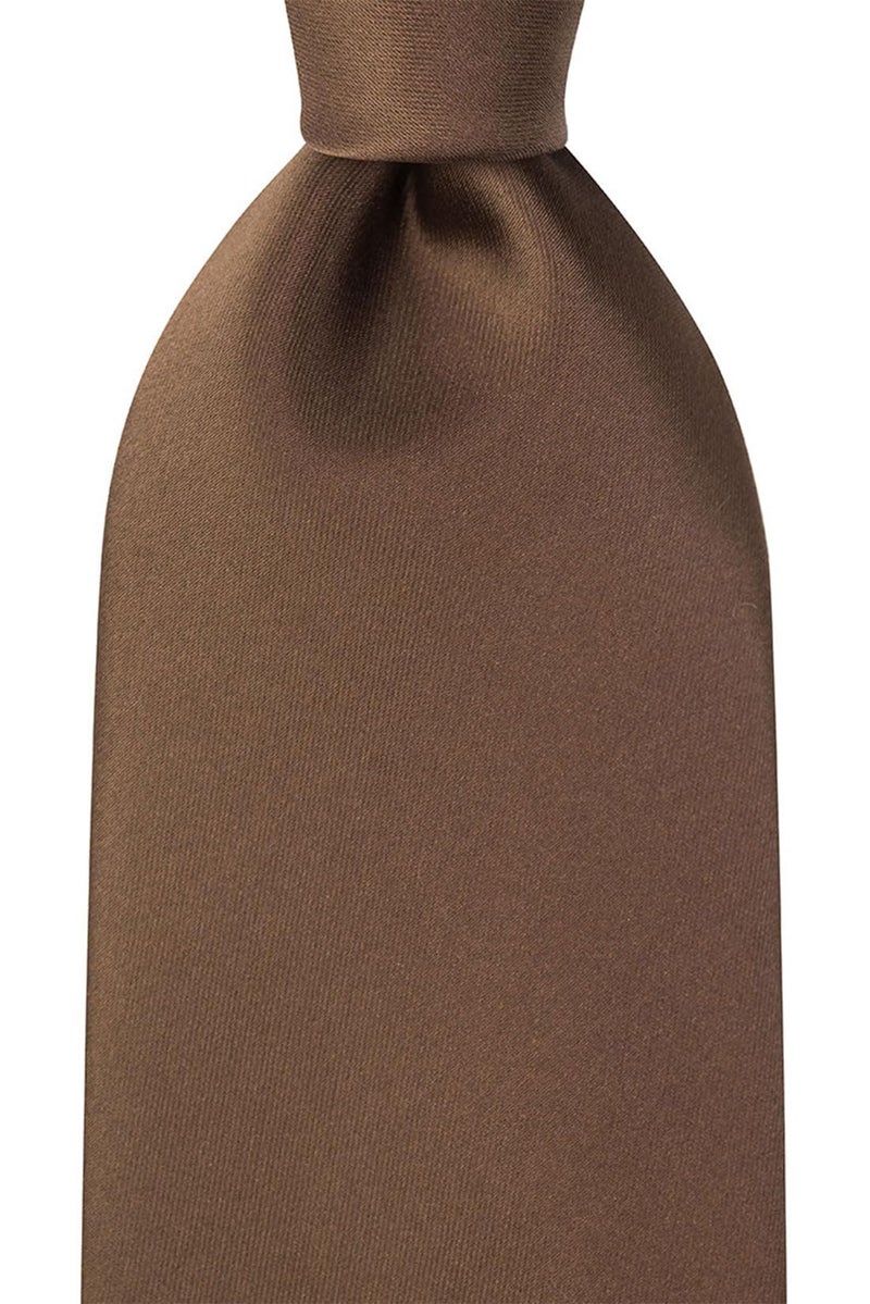 KissTies Mens Truffle Brown Tie Chocolate Solid Satin Necktie + Gift Box - Image 3