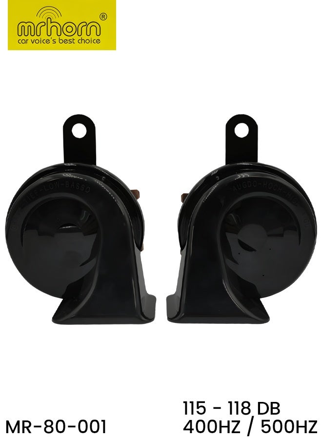 MR-80-001 Twin-Tone Snail Car Horn Kit (400Hz/500Hz, 115-118 DB) - Loud & Clear Dual Horns for Enhanced Safety and Easy 10-Minute Installation - Image 1