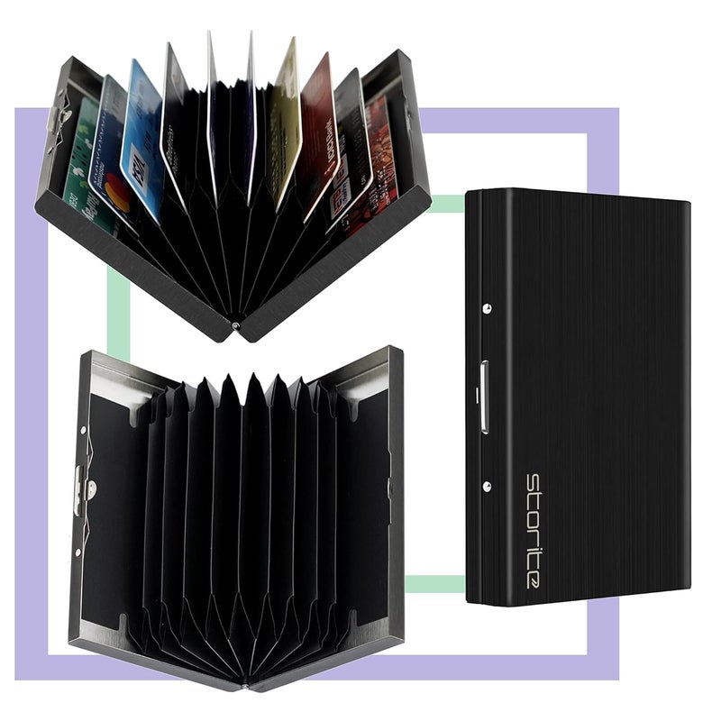 Storite حافظة بطاقات معدنية محمية من RFID بسعة 10 بطاقات للرجال والنساء (10 سم × 7.5 سم × 1.8 سم) - Image 4