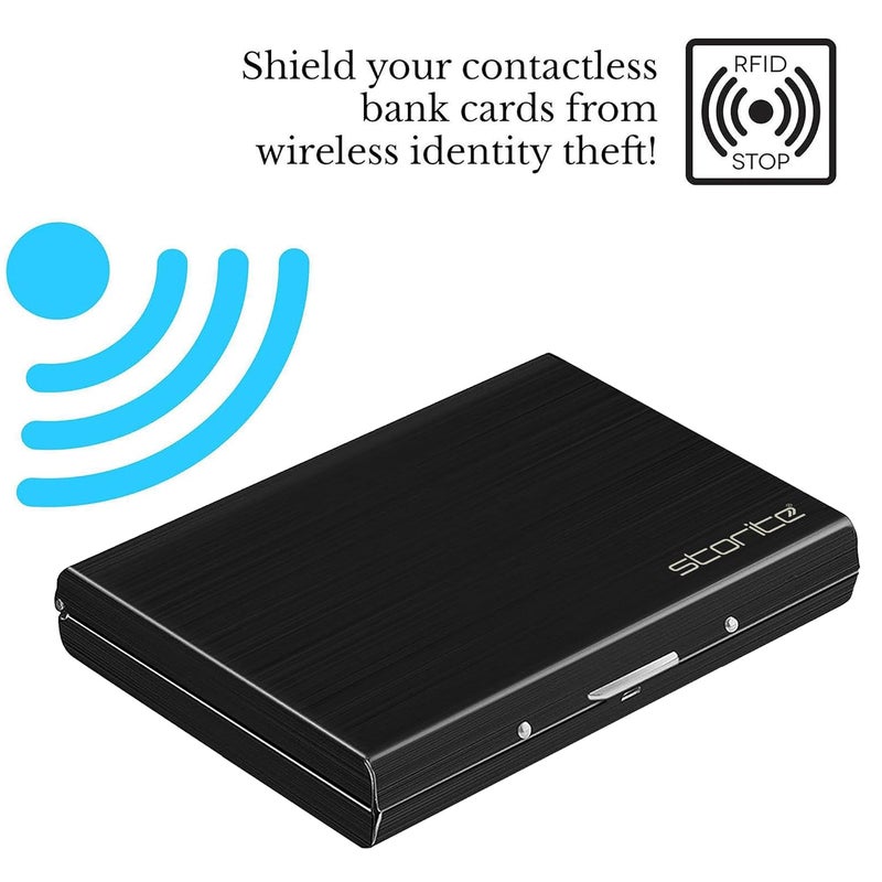 Storite حافظة بطاقات معدنية محمية من RFID بسعة 10 بطاقات للرجال والنساء (10 سم × 7.5 سم × 1.8 سم) - Image 5
