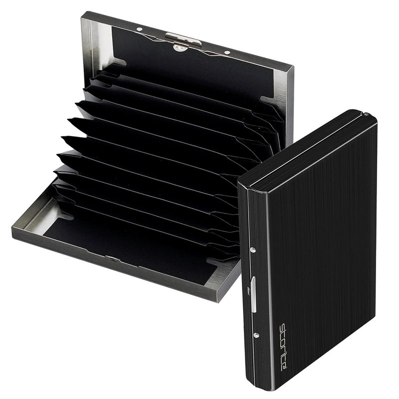Storite حافظة بطاقات معدنية محمية من RFID بسعة 10 بطاقات للرجال والنساء (10 سم × 7.5 سم × 1.8 سم) - Image 1