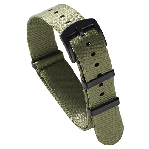 watchdives Nylon Watch Band 18mm 20mm 22mm Multicolor Replacement Watch Straps for Men Women (Black/Army Green, 20mm) - Image 1