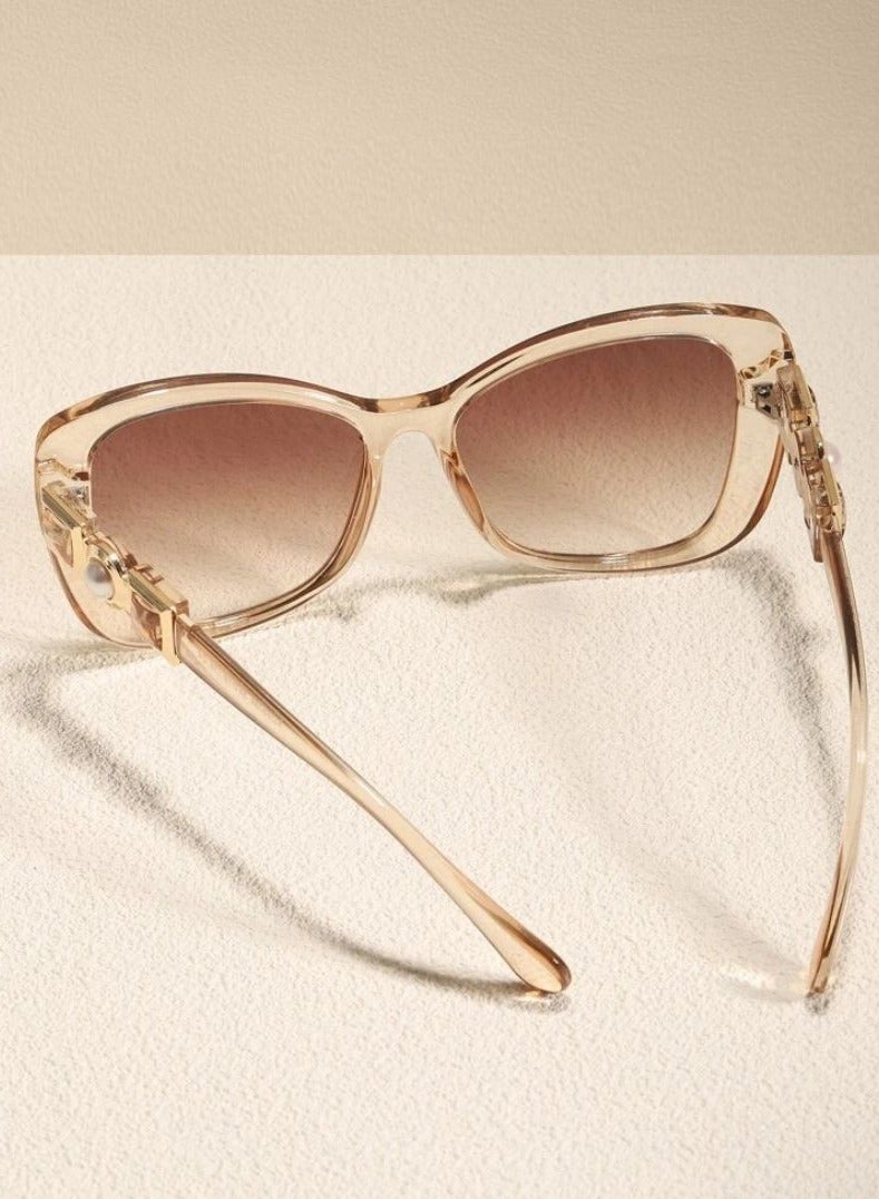 Faux Pearl Acrylic Cat Eye Fashion Fashion Glasses - Image 3
