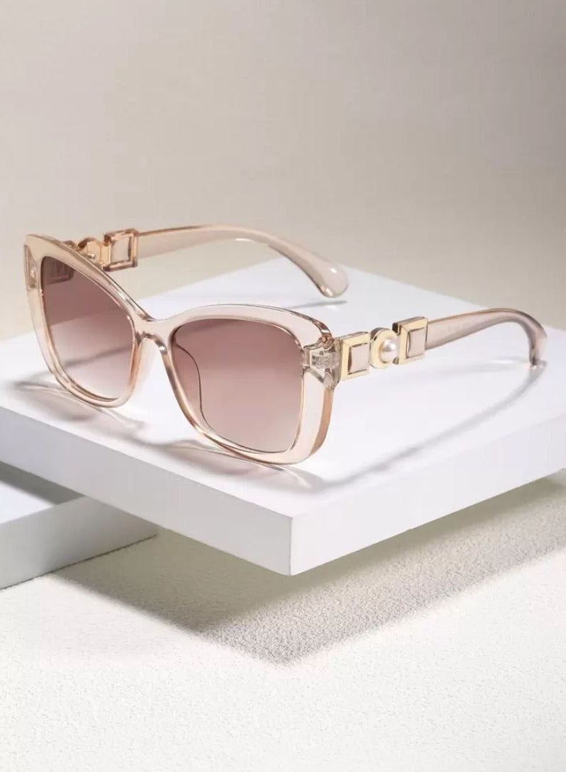Faux Pearl Acrylic Cat Eye Fashion Fashion Glasses - Image 1