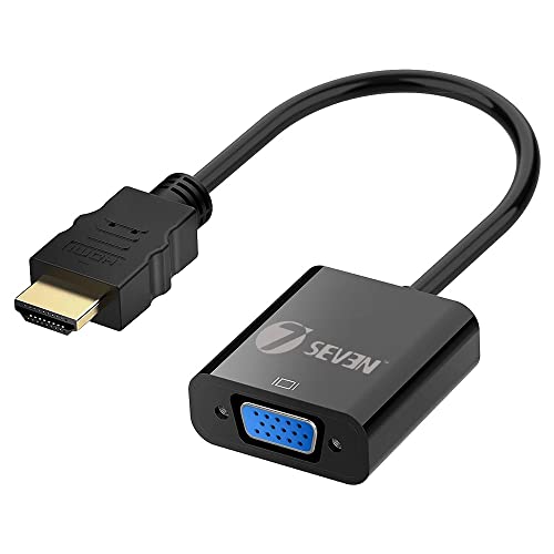 7-Seven 7SEVEN® HDMI to VGA Converter, Gold-Plated HDMI to VGA Adapter (Male to Female) for Computer, Desktop, Laptop, PC, Monitor, Projector, HDTV, Chromebook, Raspberry Pi, Roku, Xbox and More - Black - Image 1