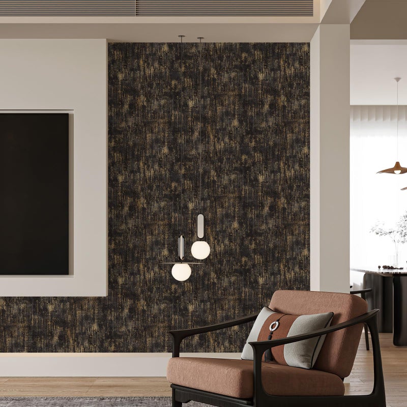 JiffDiff Vintage Metallic Peel and Stick Wallpaper Self Adhesive Industrial Metallic Concrete Wall Paper Modern Stick on Wallpaper Contact Paper(17.3" x 120" Black Gold) - Image 5