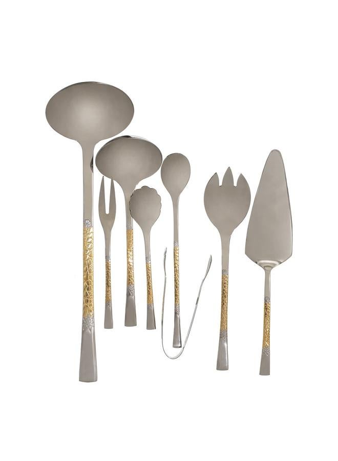 السيف  طقم ملاعق فولاذية مع علبة ألومنيوم 72 قطعة بنمط ذهبي وفضي - Image 4