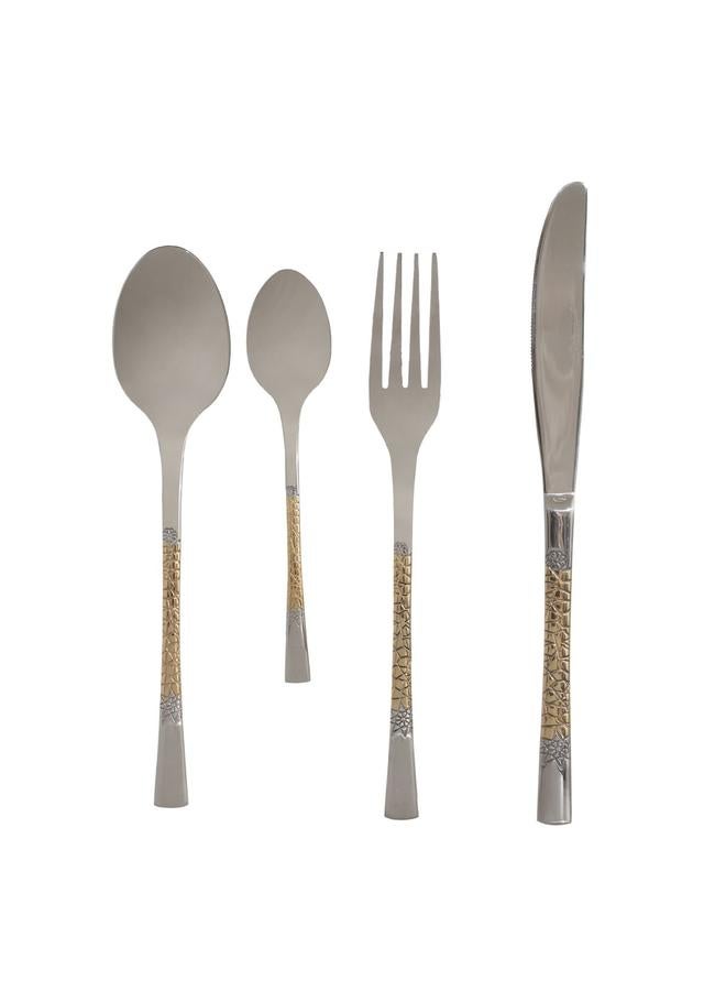 السيف  طقم ملاعق فولاذية مع علبة ألومنيوم 72 قطعة بنمط ذهبي وفضي - Image 5