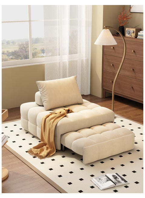 Japanese Cream Style Puff Sofa Bed 3 in 1 Multi Function Bed Sleeper Extendable Lounge Chair Convertible Sleeper Sofa with Pillow for Living Room Small Space