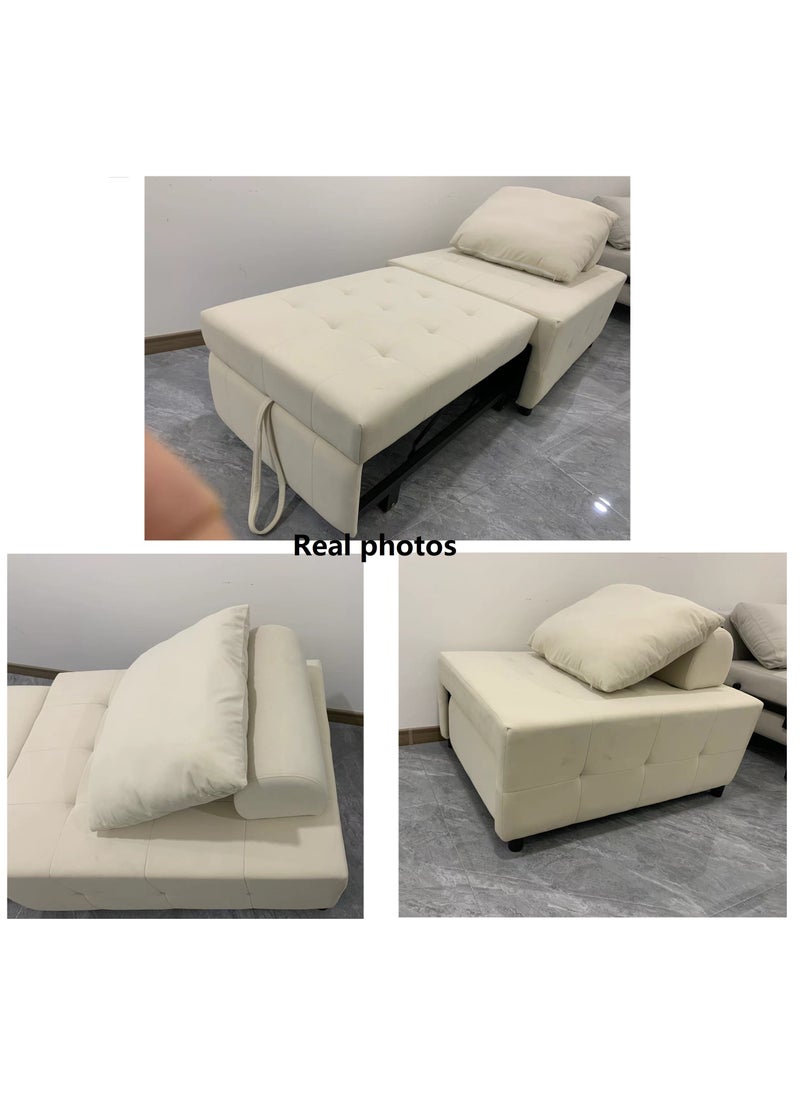 Organized Home - Japanese Cream Style Puff Sofa Bed 3 in 1 Multi Function Bed Sleeper Extendable Lounge Chair Convertible Sleeper Sofa with Pillow for Living Room Small Space - Image 1