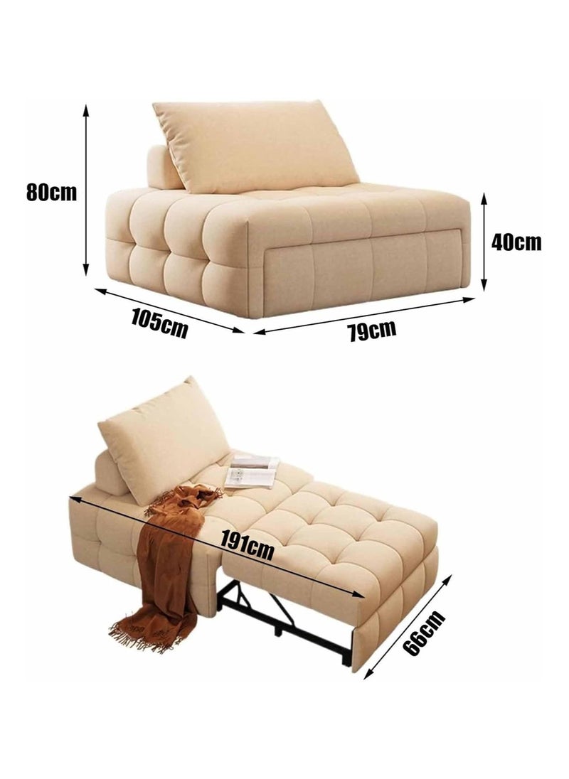 Organized Home - Japanese Cream Style Puff Sofa Bed 3 in 1 Multi Function Bed Sleeper Extendable Lounge Chair Convertible Sleeper Sofa with Pillow for Living Room Small Space - Image 1
