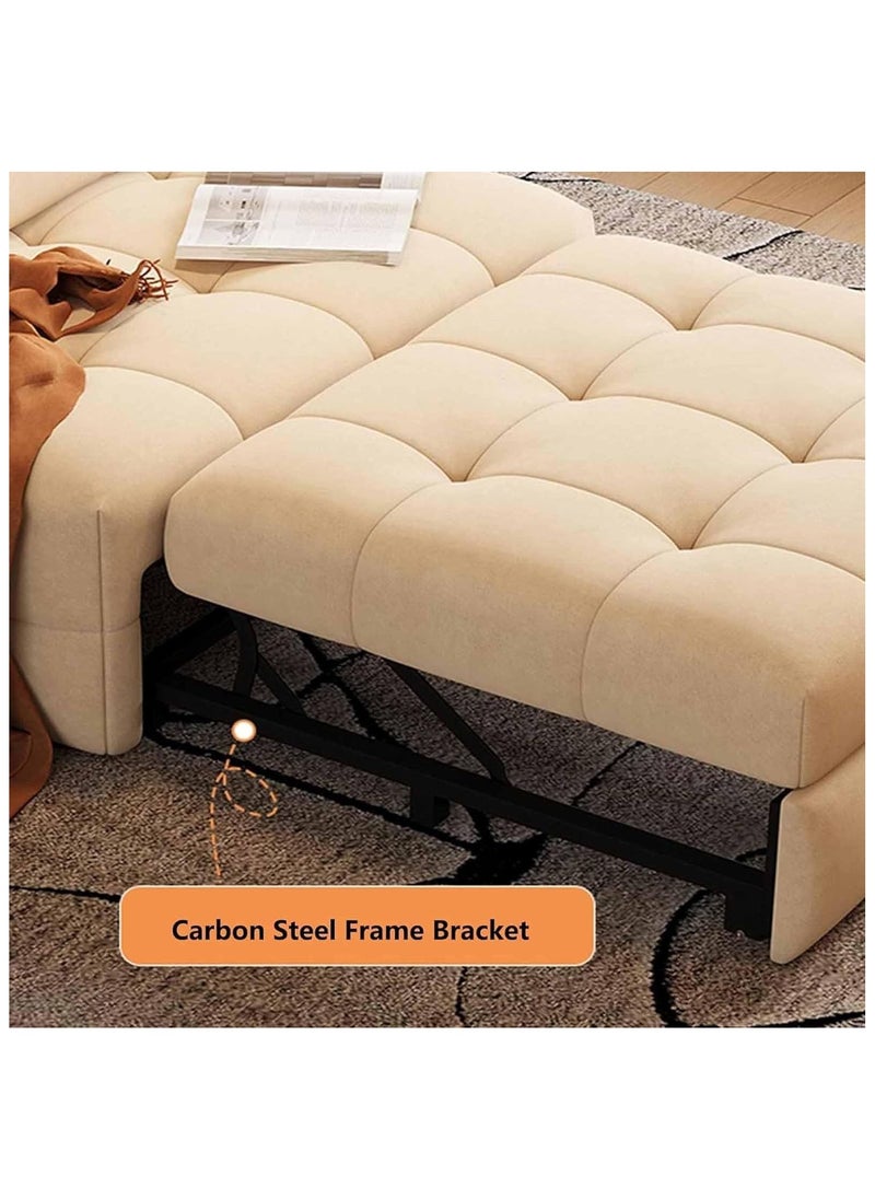Organized Home - Japanese Cream Style Puff Sofa Bed 3 in 1 Multi Function Bed Sleeper Extendable Lounge Chair Convertible Sleeper Sofa with Pillow for Living Room Small Space - Image 1