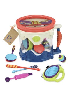 B. Toys - Muscical Drum- 7 Instruments Toy Drum Kit- Drumroll Please- Musical Toys For Kids 18 Months + (7-Pcs)  - Image 1