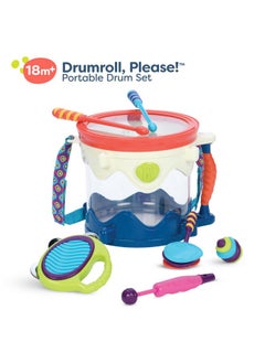 B. Toys - Muscical Drum- 7 Instruments Toy Drum Kit- Drumroll Please- Musical Toys For Kids 18 Months + (7-Pcs)  - Image 3