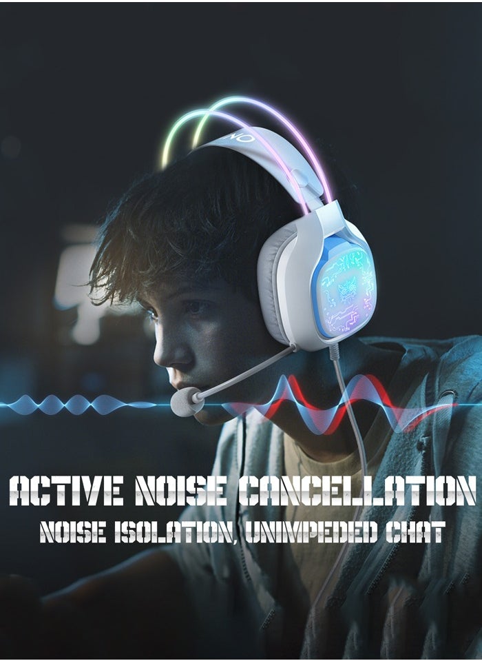 onikuma X22 Gaming Headset,Over-Ear Gaming Wired Headphones For PS4/PS5/XOne/XSeries/NSwitch/PC,White  - Image 4