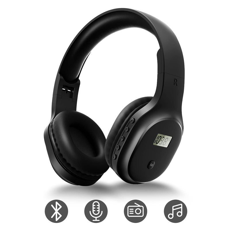 UMUTOO Wireless Headphones with FM Radio and Bluetooth 5.0, Rechargeable Portable Headset with Built-in Microphone, Lightweight and Comfortable Ear Muffs for Jogging, Mowing, Cycling, and More - Image 1