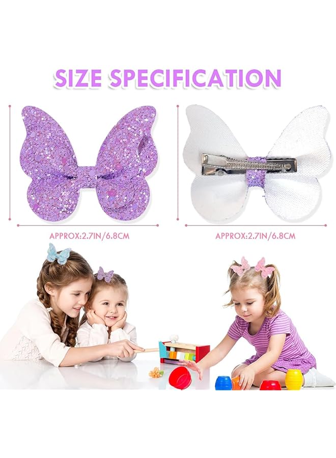 Hannea Hair Clips For Girls Kids 6Pcs Set Glitter Butterfly Baby Hair Clips Color Sequin Hair Bows Barrettes Non Slip Hair Accessories For Baby Girls Toddlers Children - Image 2