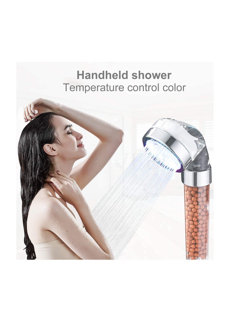 Shower Head LED Shower Head Color Changing, Filter Filtration High Pressure Water Saving Spray Handheld Showerheads for Dry Skin  Hair with Temperature-Controlled Shower Heads - Image 5
