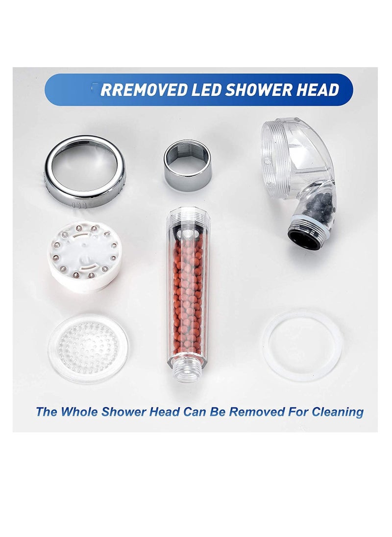 Shower Head LED Shower Head Color Changing, Filter Filtration High Pressure Water Saving Spray Handheld Showerheads for Dry Skin  Hair with Temperature-Controlled Shower Heads - Image 3
