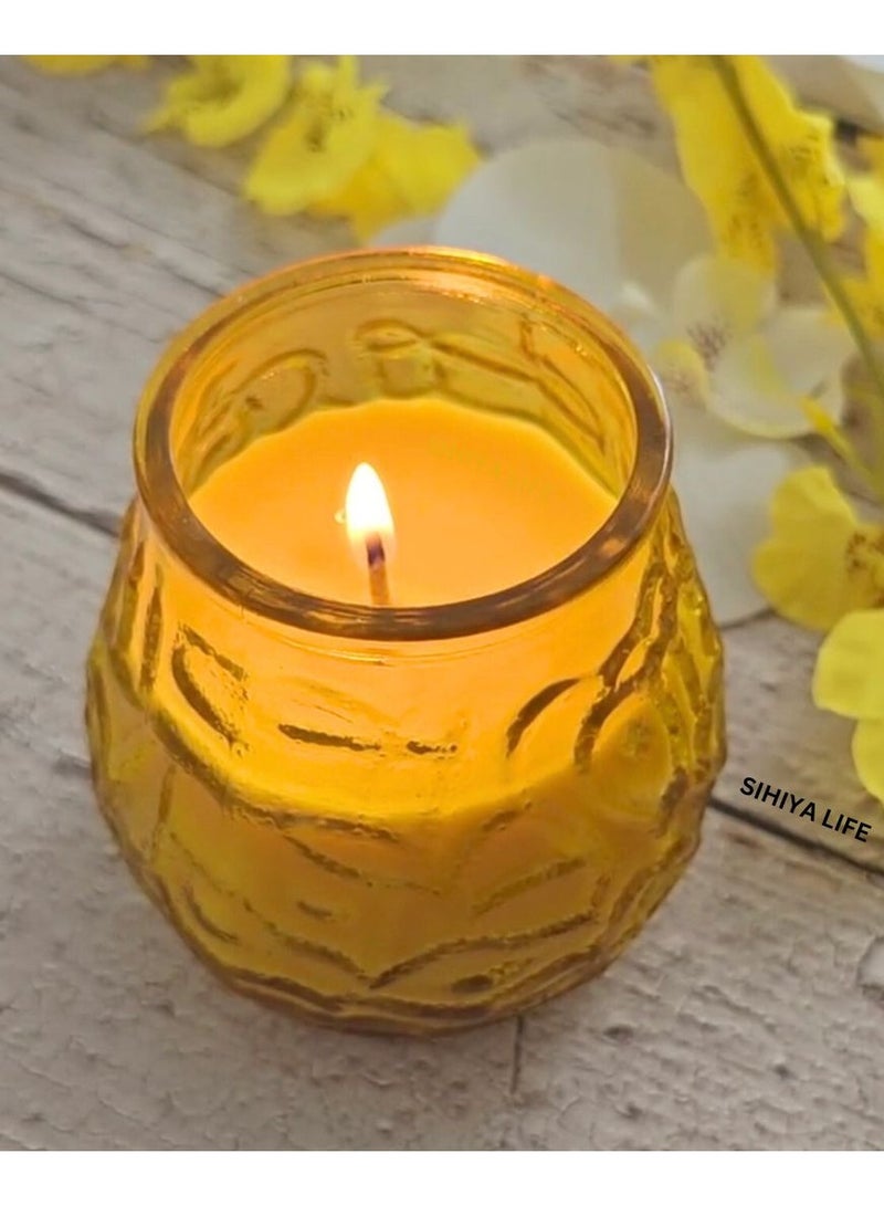 SIHIYA LIFE Citronella Glass Jar Candle - Yellow | Mosquito Repellent Candle with 50-60hrs burn time | Natural Ingredients | for Cafes, Restaurants, Home, Indoor and Outdoor, Gifting  - Image 2