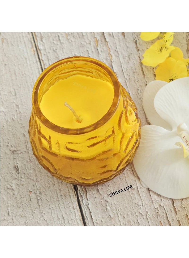 SIHIYA LIFE Citronella Glass Jar Candle - Yellow | Mosquito Repellent Candle with 50-60hrs burn time | Natural Ingredients | for Cafes, Restaurants, Home, Indoor and Outdoor, Gifting  - Image 5