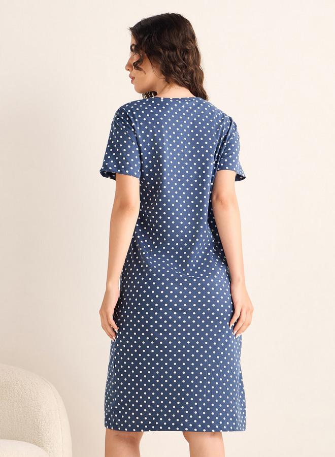 سبلاش فيڤ فستان نوم بطبعة منقطة - Image 3