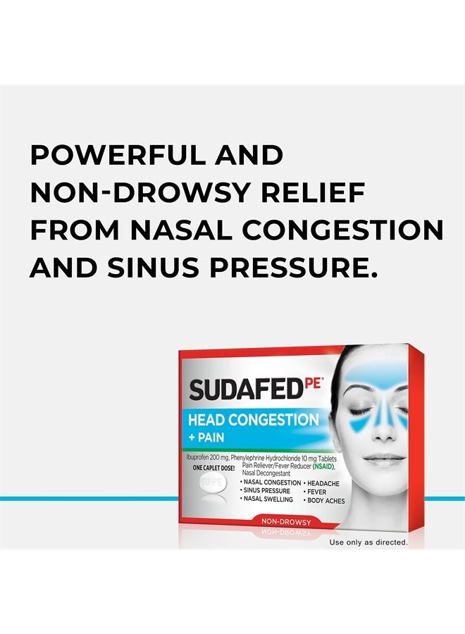 Sudafed PE Head Congestion + Pain Relief Caplets Ibuprofen Phenylephrine HCl, 20 Count - Image 3