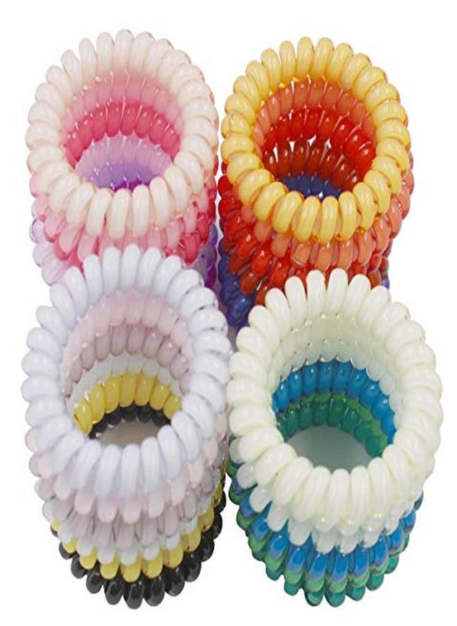 DED 24 Pcs Spiral Hair Ties No Crease, Coil Hair Ties Phone Cord Hair Ties Candy Colors Spiral Telephone Hair Ties Colorful Hair Accessories For Women Girl  - Image 5