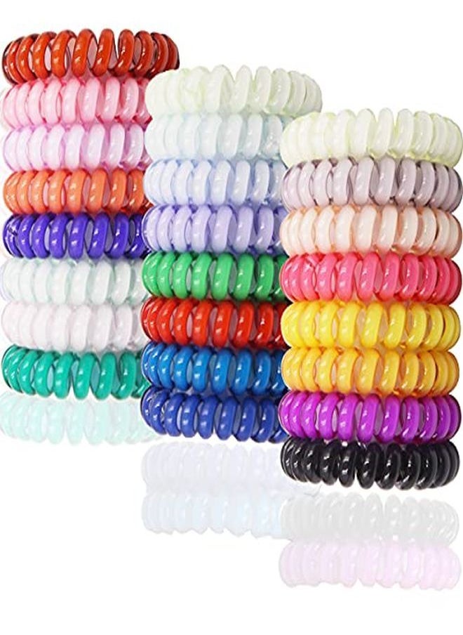 DED 24 Pcs Spiral Hair Ties No Crease, Coil Hair Ties Phone Cord Hair Ties Candy Colors Spiral Telephone Hair Ties Colorful Hair Accessories For Women Girl  - Image 2