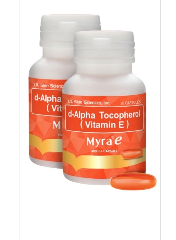 Myra E d-ALPHA Tocopherol(VitaminE)Myra e 400 I.U 30 CAPSULE/PACK OF 2 - Image 1