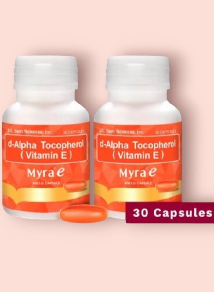 Myra E d-ALPHA Tocopherol(VitaminE)Myra e 400 I.U 30 CAPSULE/PACK OF 2 - Image 2