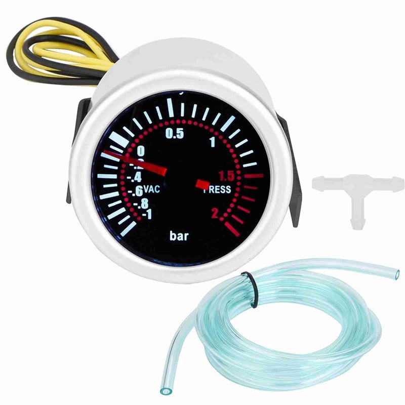 2 Inch Universal 12V LED Digital Turbo Boost PSI Gauge Meter, High Accuracy Boost Gauge with Smoke Tint Lens for Car Dashboard, Includes PVC Hose and T - Fitting - Image 1