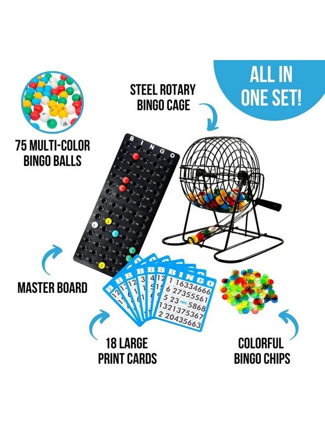 Regal Games - Deluxe Bingo Set Includes Bingo Cage Master Board 18 Mixed Cards 75 Calling Balls Colorful Chips Ideal For Large Groups Parties - Image 1
