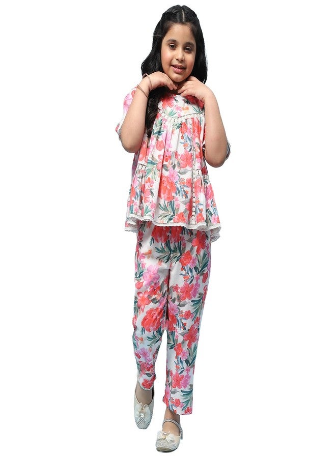 BIBA Girls PRINTED GATHERED KID(KWSAMARKAND5950_OFF WHITE_7) - Image 1