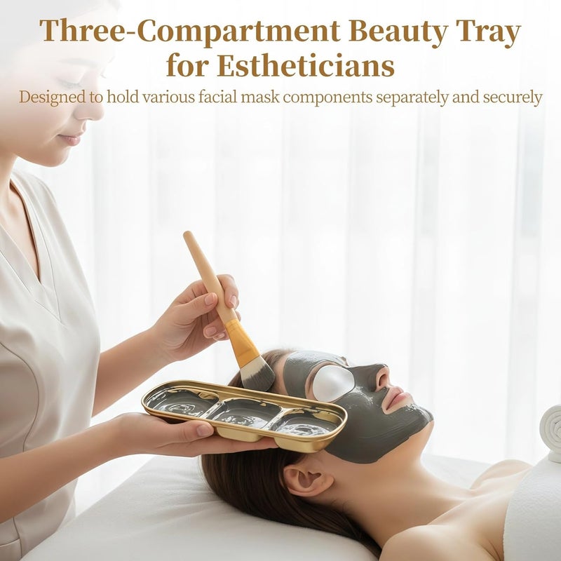 4 Pcs Gold Polished Stainless Steel 3 Compartment Trays, Esthetician Salon Supply, 3.1 X 8.1 In Face Mud Tray - Image 3