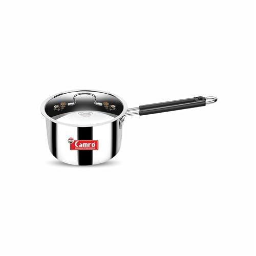 Camro Tripro Triply Artisian with Lid (12 No, 2.3 Liters) Tea Pan MilkPan Saucier Cooking Pot for Chai Boil Warm Heat Resist Handle Induction Friendly & Gas Ready 6-Year Warranty - Image 1