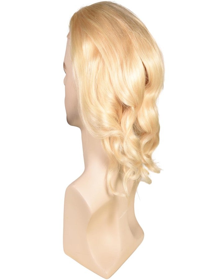 Voloria 12" Long Hair Men's Toupee Loose Wave 100% Virgin Human Hair Replacement System for Men 10"x8" Base Size #613 Blonde Color - Image 4