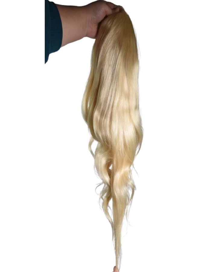 Voloria 12" Long Hair Men's Toupee Loose Wave 100% Virgin Human Hair Replacement System for Men 10"x8" Base Size #613 Blonde Color - Image 2