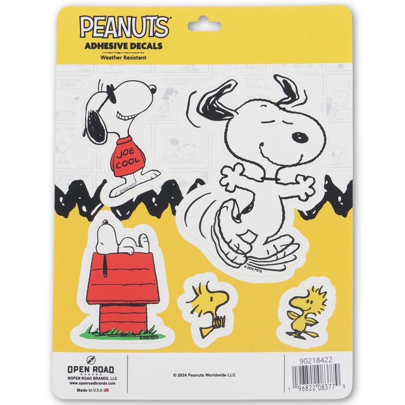 Open Road Brands Peanuts Snoopy Adhesive Vinyl Decals - Fun Set of Snoopy Stickers for Car, Window, Water Bottle or Laptop, 1 Pack (5 Count) - Image 1