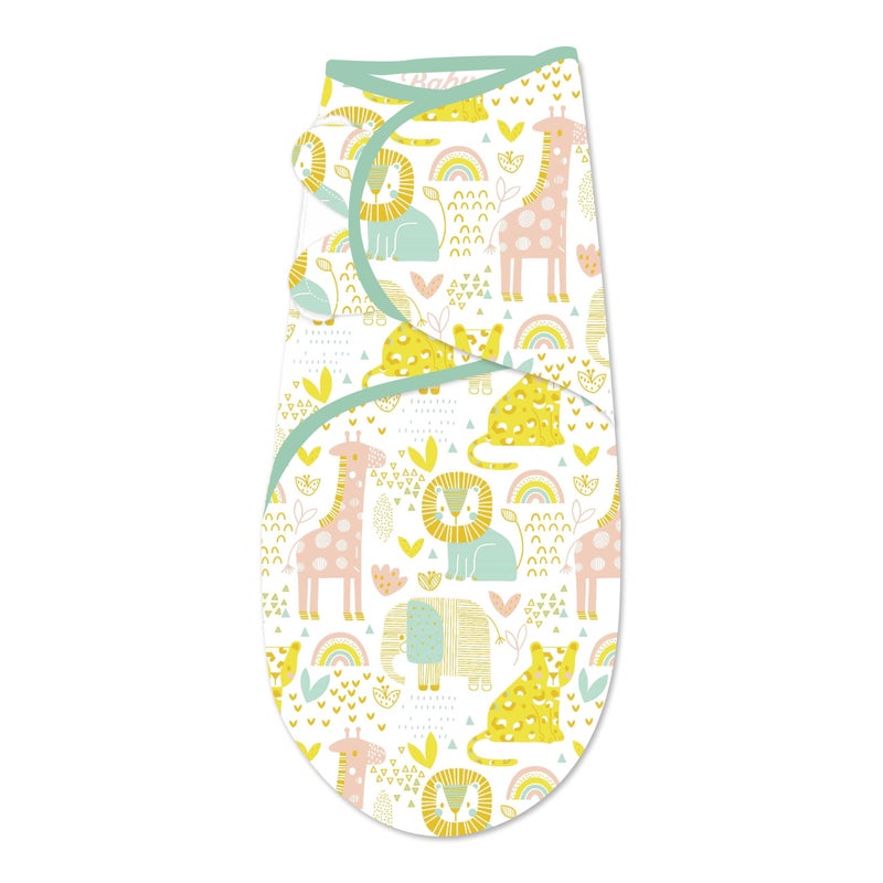 POLKA TOTS Cotton New Born Jungle & Wave Print Swaddle Wrap with Cap, Soft & Breathable, Adjustable Velcro, Secure Fit for Infant Comfort, Ideal for Baby Showers & Daily Use (Pack of 2) - Image 3
