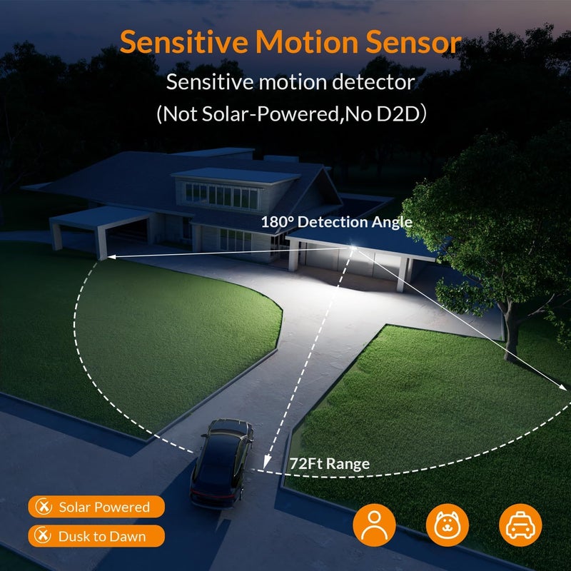 Le Power LED Security Light Motion Sensor Light Outdoor, 38W 4200LM Motion Security Light, 5500K, IP65 Waterproof, 3 Head Motion Detected Flood Light for Garage, Yard, Porch (Brown) - Image 2