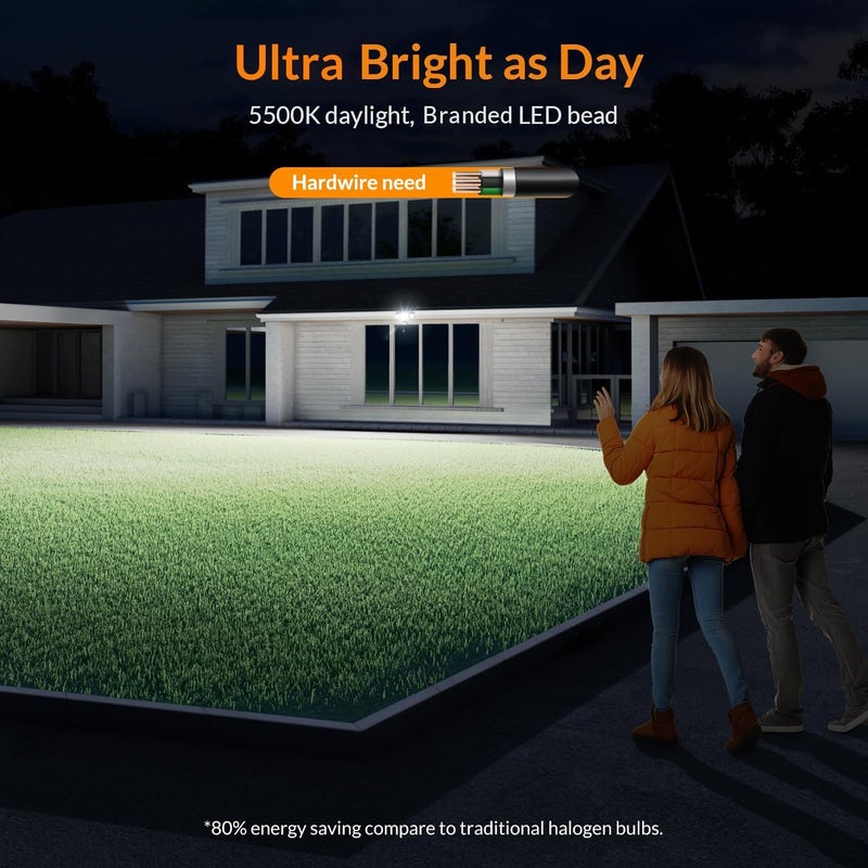 Le Power LED Security Light Motion Sensor Light Outdoor, 38W 4200LM Motion Security Light, 5500K, IP65 Waterproof, 3 Head Motion Detected Flood Light for Garage, Yard, Porch (Brown) - Image 3