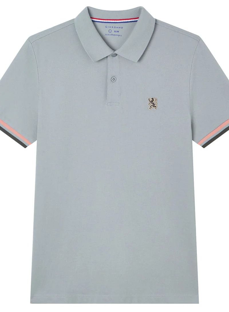 GIORDANO  Men’s Cotton Slim Performance Polo with Small Lion Embroidery for Men | Best Price UAE