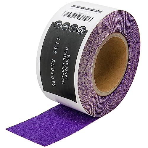 Serious Grit 40 Grit Ceramic Grain PSA Sandpaper Roll - Heavy-Duty Stickyback Adhesive Longboard Sanding Roll - 2.75 Inch x 10 Yard Continuous Sand Paper for Wood, Metal, Autobody, Paint, Air Sanders - Image 1