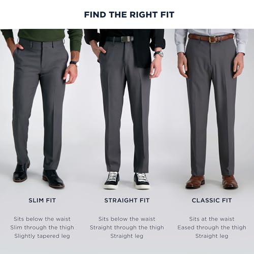 Haggar mens Eclo Stria Expandable-waist Plain-front Dress Pants, Heather Grey, 34W x 32L US - Image 4