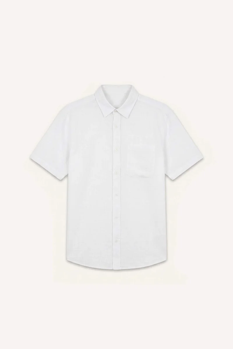 Regular Fit Polo Collar Cotton Short Sleeve Shirt