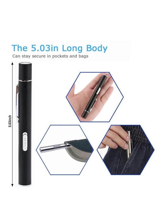 Pen Torch Reusable, 2 PCS Diagnostic Medical Penlight USB Rechargeable LED Pen Ligh for Nurses Students Doctors, Mini Flashlight with 2 LED Sources, Magnetic Cap, Pocket Clip  - Image 2