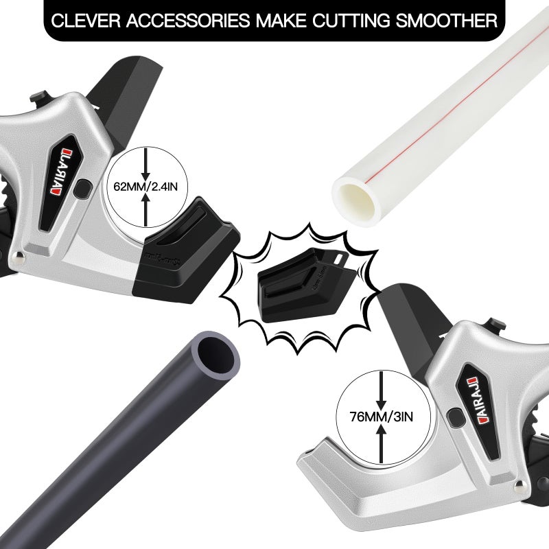 AIRAJ Ratchet PVC Pipe Cutter Heavy Duty,Cuts up to 3 Inches,PVC Cutter with One-Click Blade Replacement,Plastic Pipe Cutter, PVC Cutter Tool,PEX Pipe Cutter,PVC Pipe Shears with Extra Spare Blade - Image 3