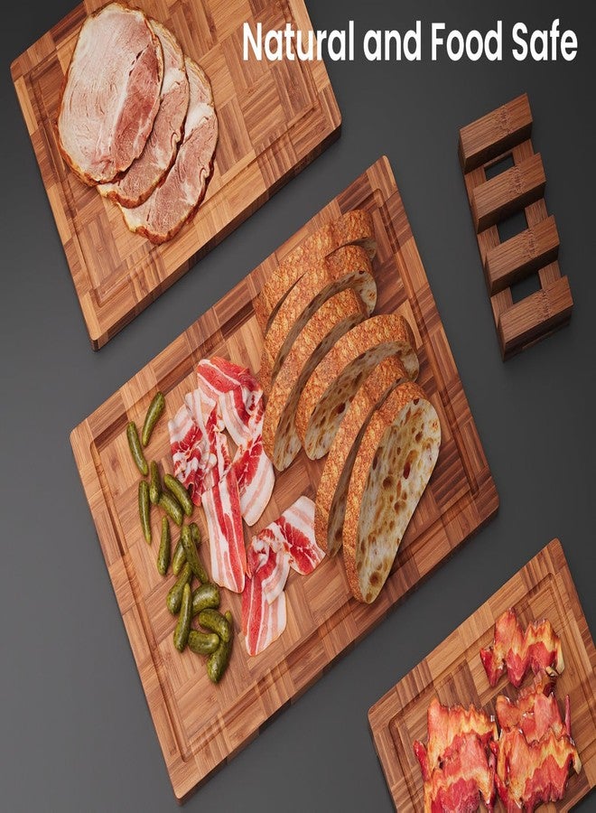 Fibogollo Bamboo Cutting Boards for Kitchen Meal Prep, Cooking & Serving Board Set (3 Pcs) - Image 2