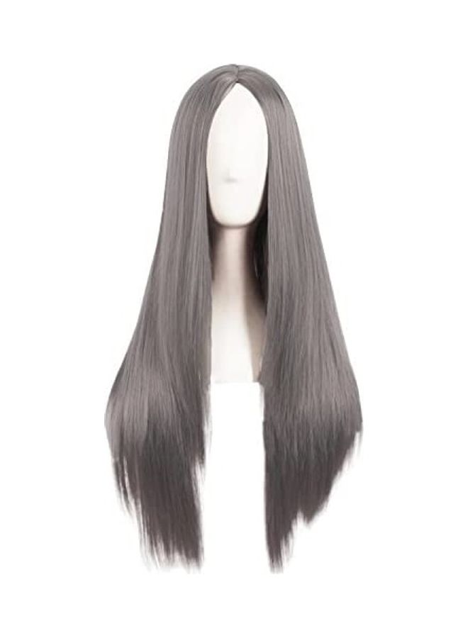 MapofBeauty Women Special Natural Long Straight Synthetic Wig Grey 28inch